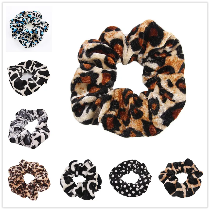 

Fashion Leopard Velvet Scrunchie Women Girls Elastic Hair Rubber Bands Accessories For Women Tie Hair Ring Rope Ponytail Holder