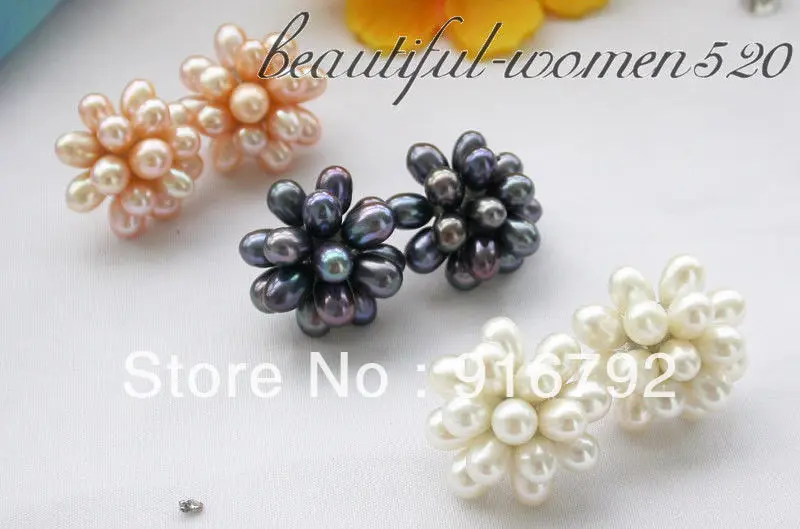 

Wholesale free shipping wholesale 3pair 7mm rice freshwater pearl stud earring