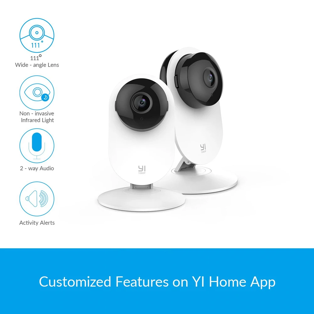 Домашняя камера YI 1080p Home Camera Режим ночной съемки Обнаружение движения Двусторонняя аудиосвязь Облачное хранилище