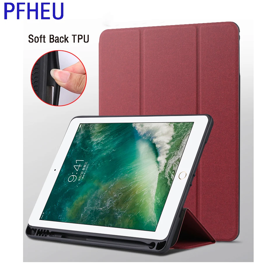

For Apple iPad 9.7 2018 2017 Case With Pencil Holder A1822 A1893 Tablet Cover For iPad Air 1 2 For iPad Pro 9.7 Cases +Soft film