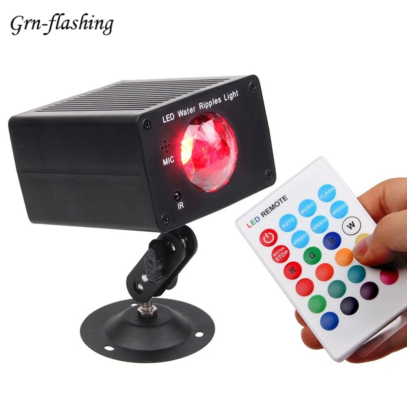 

Mini 9W AC 110V 220V LED Water Ripples Laser Projector Stage Lights Remote Controller Christmas Disco Party DJ Dance Flash Lamp