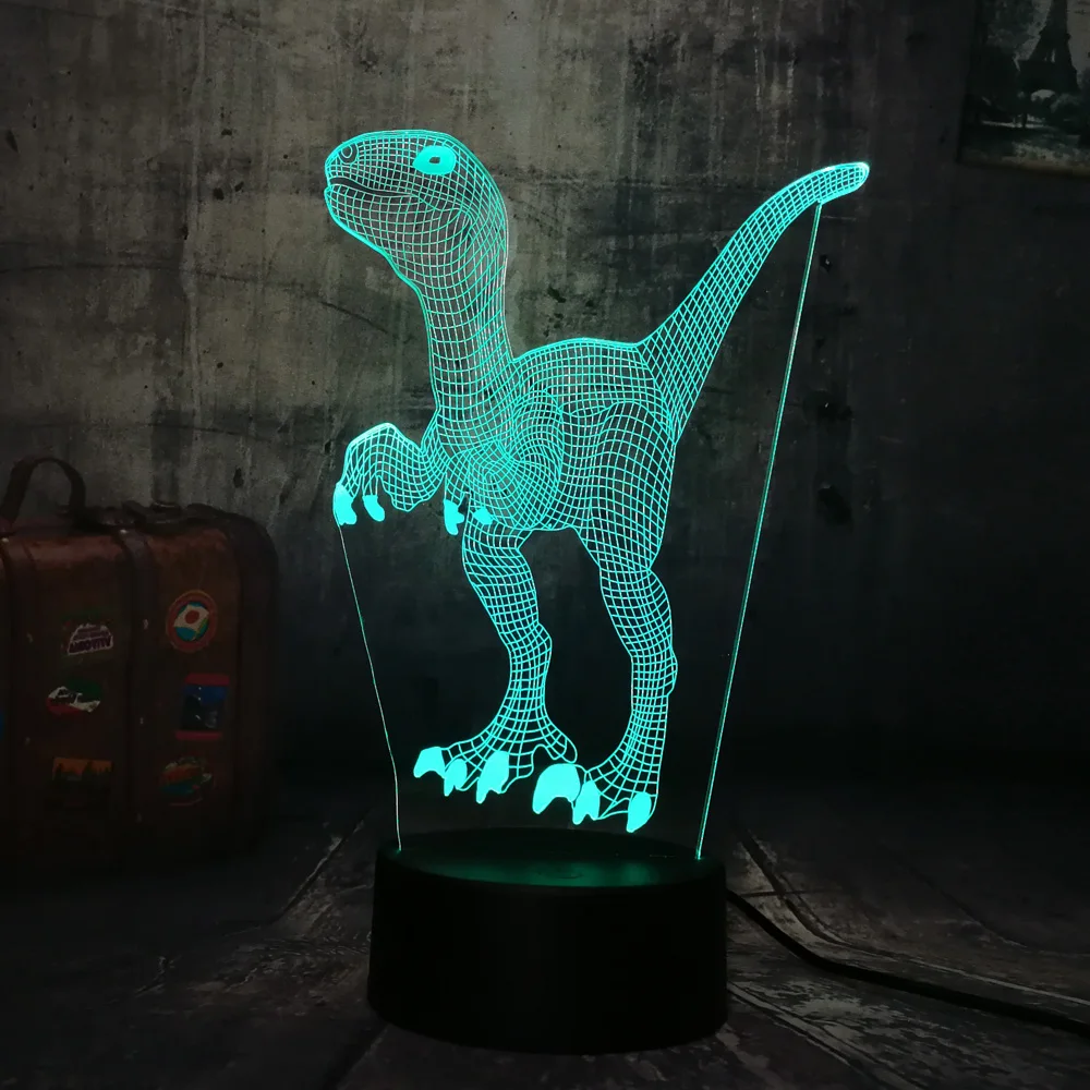 Умный синий 3D светодиодный настольный светильник с динозавром из Юрского мира 7