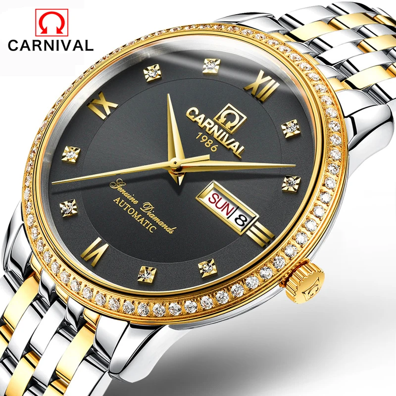 

2016Carnival automatic mechanical watch relogio diamond full steel sapphire waterproof luminous male luxury famous brand watches
