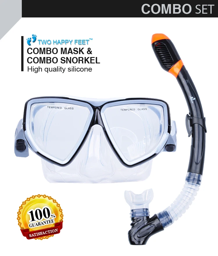 

YonSub snorkeling set silicone diving mask+full dry breathing tube black