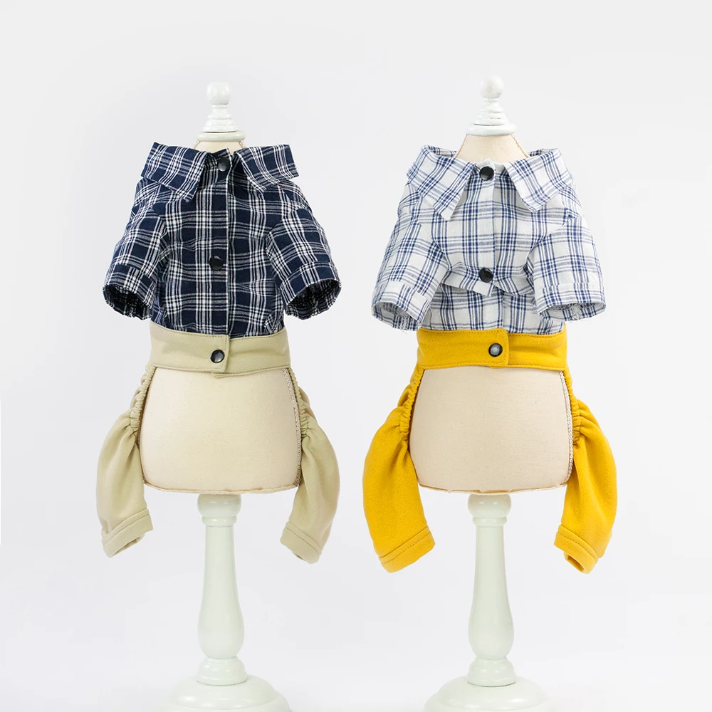 Plaid Dog Clothes Summer Pet Clothing for Dog Cat Pet Bib Pants Chihuahua Clothes S-XXL for Small Dogs Spring Autumn (6)