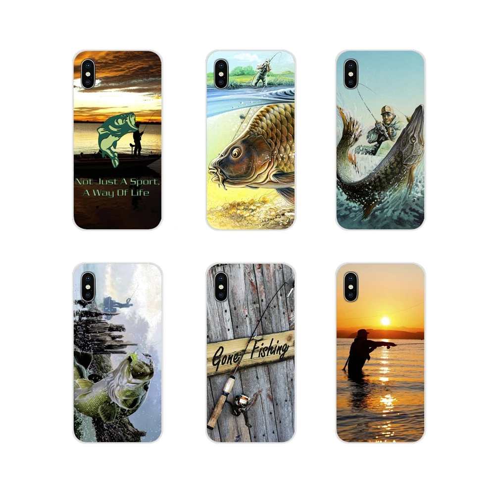 

For Xiaomi Redmi Note 6A MI8 Pro S2 A2 Lite Se MIx 1 Max 2 3 For Oneplus 3 6T Transparent TPU Cover Bag Hunting Fishing art fish