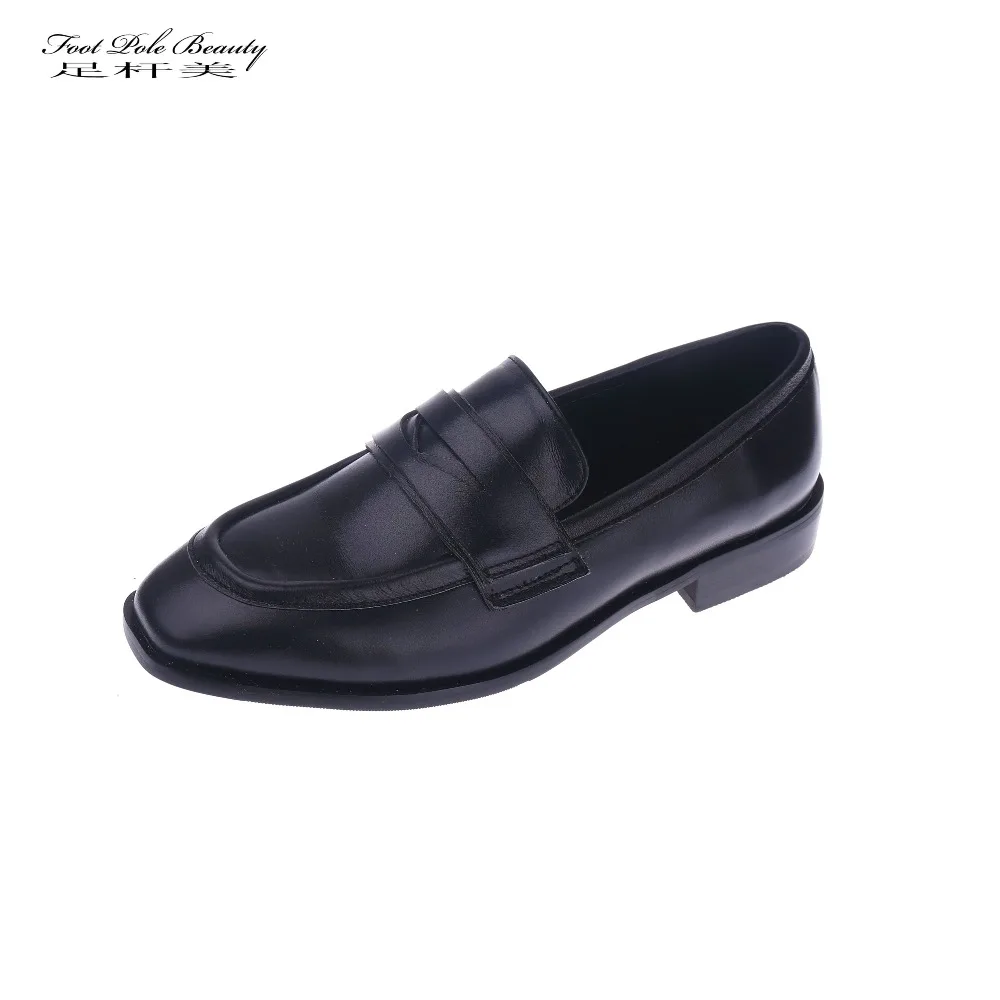

New 2018 Classical Women Flats shoes Brand Women Slip on loafers Women Genuine Leather shoes Black Oxford Shoes for Women