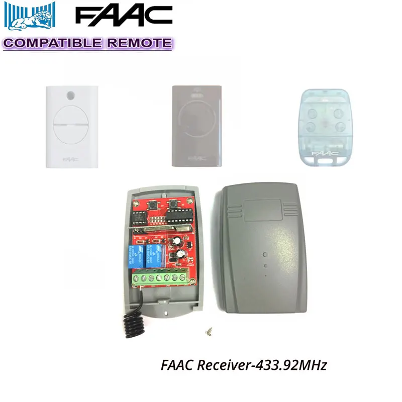 

2pcs Universal Rolling Code 433.92MHz Gate/Garage Door Opener Replacement Receiver DC 12-24V For FAAC T4 TX4 433.92MHz
