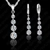 Collier pendentif en cristal, chaîne longue en argent Sterling 925, boucles d'oreilles, ensemble de bijoux, pour dames, fêtes de mariage, tendance ► Photo 1/2