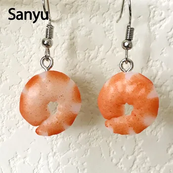 

New Original Design Funny Orange Shrimp Meat Drop Earrings Lovely Fashion Seafood Dangle Earrings for Female 2019 Trendy Brincos