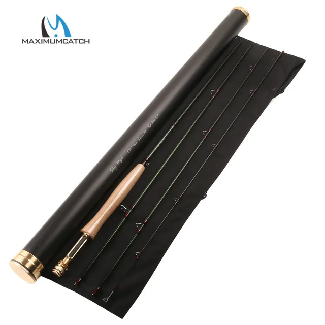 Cheap Maximumcatch Skyhigh 9FT 5wt 4Piece Fly Fishing Rod Fishing Cane with Carbon Rod Tube