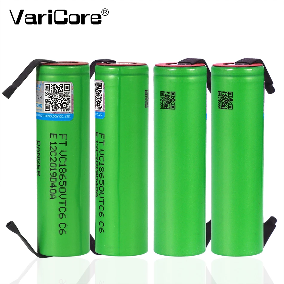 Литий ионный аккумулятор VariCore VTC6, батарея US18650VTC6, 3,7 В, 3000 мА·ч, 18650, непрерывная разгрузка 30 А, никелевая обшивка, для электронных сигарет, инструментов, никелевые полоски «сделай сам»|Перезаряжаемые батареи| | АлиЭкспресс