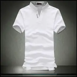 Новинка 2017 мужские Летние Досуг футболка Slim с коротким рукавом V шеи футболка одежда футболка высокого эластичный хлопок мужская
