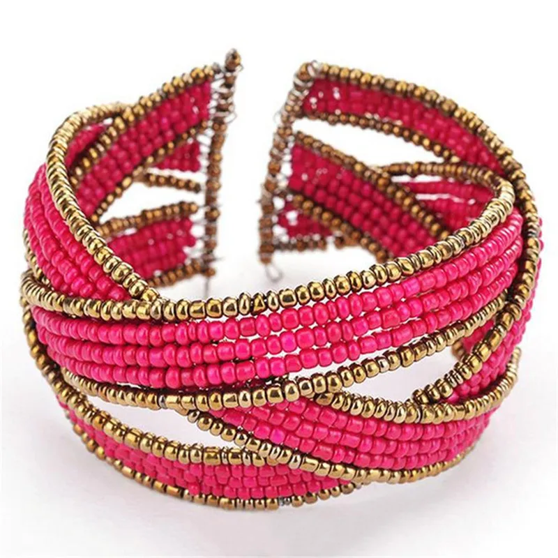 

Bohemian Small Beads Twisted Open Bracelet & Bangle For Women Charms Cuff Bracelet Summer Fashion Jewelry Gifts