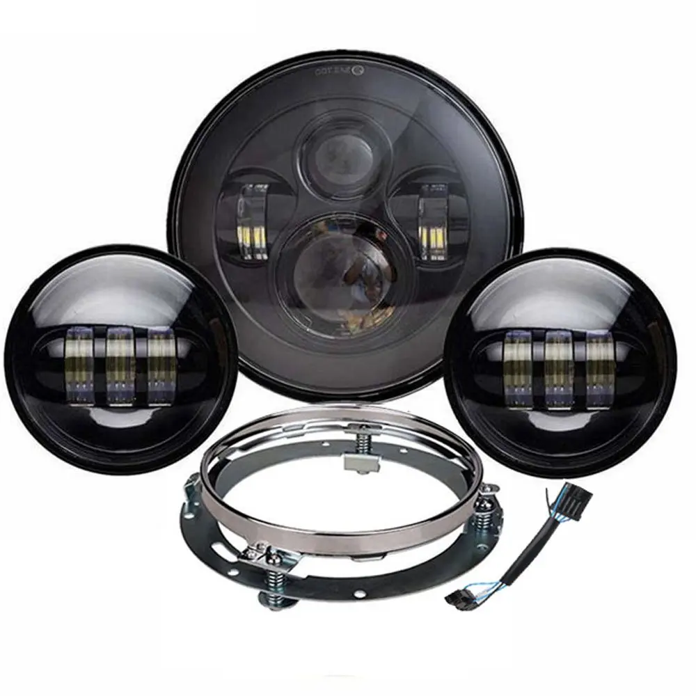 Harley moto Motos 7" LED Headlight with 4.5 " Led Fog Light for Harley