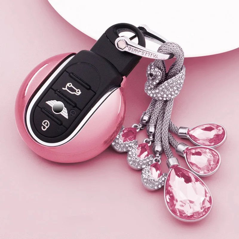 Чехол для ключей от автомобиля, чехол для Mini Cooper JCW One S F54 F55 F56 F60, автомобильные аксессуары - Название цвета: Pink Crystal