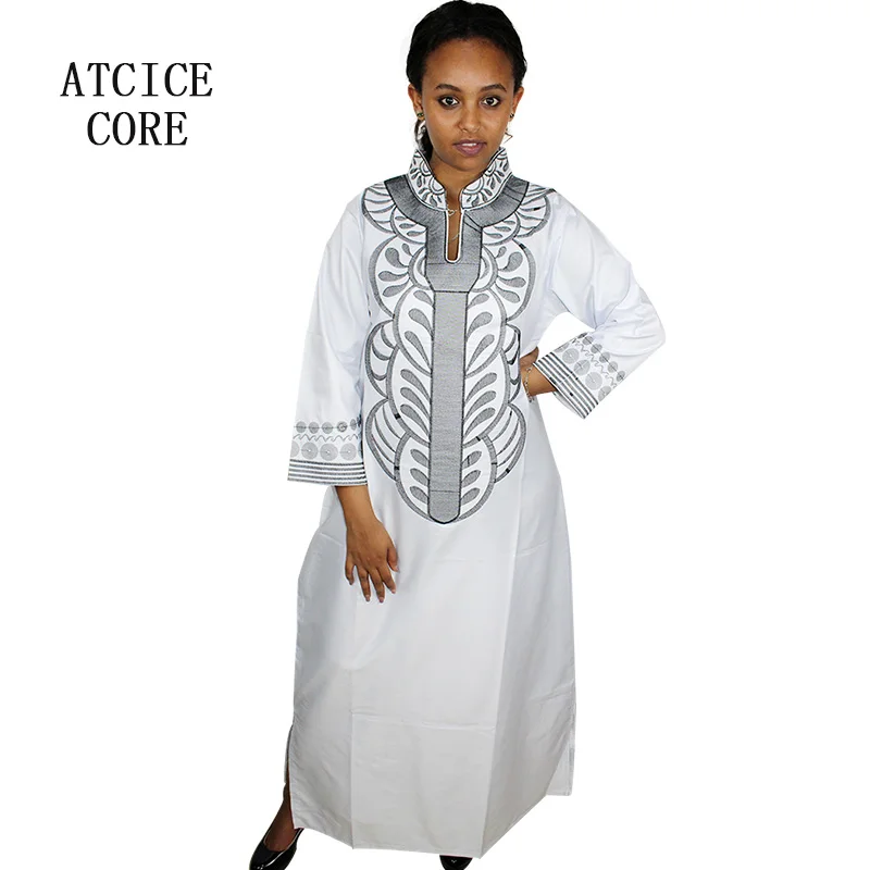 african fashion style African New Bazin Embroidery Dresses Long Dress Without  Scarf Soft Material LA066 african couple outfits