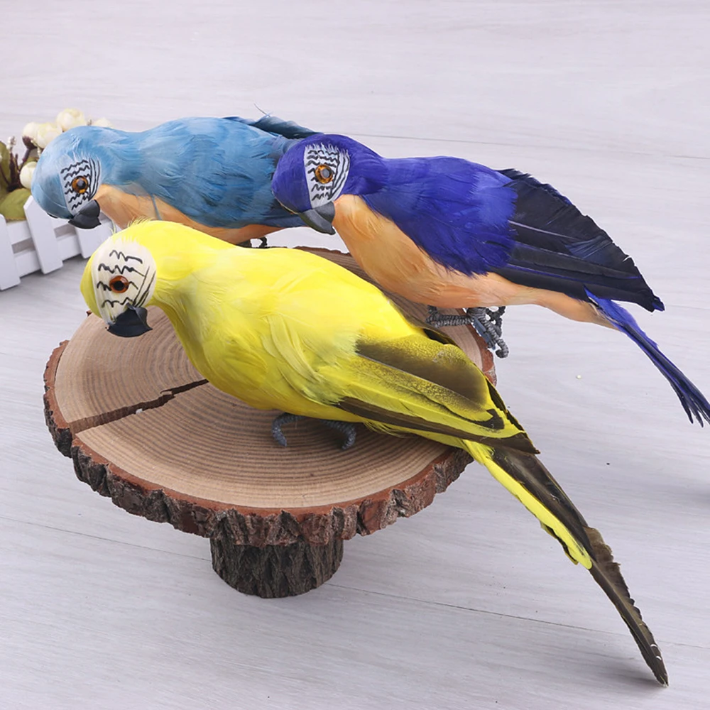 

Ultra Lightweight Parrots with Real Feathers/Bendable Feet Garden Simulation Bird Props Creative Ultra Light weight 25/35cm