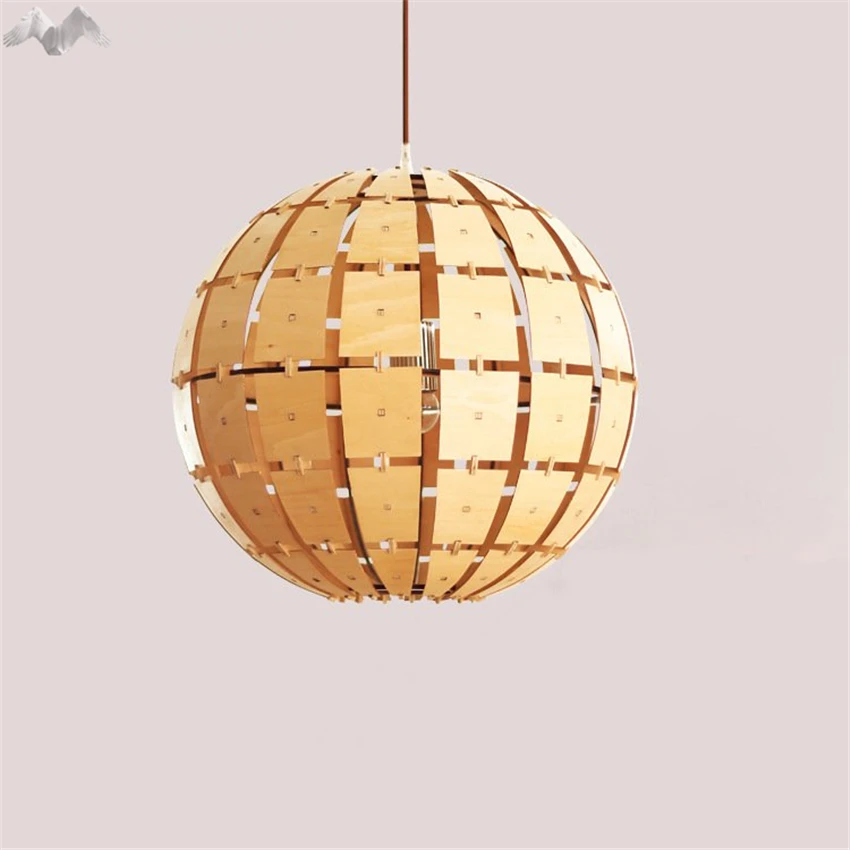 

LFH America Countryside Creative Solid Wood Pendant Lights Ball Hanging Lights Restaurant Bedroom Living Room Bar Lighting Decor