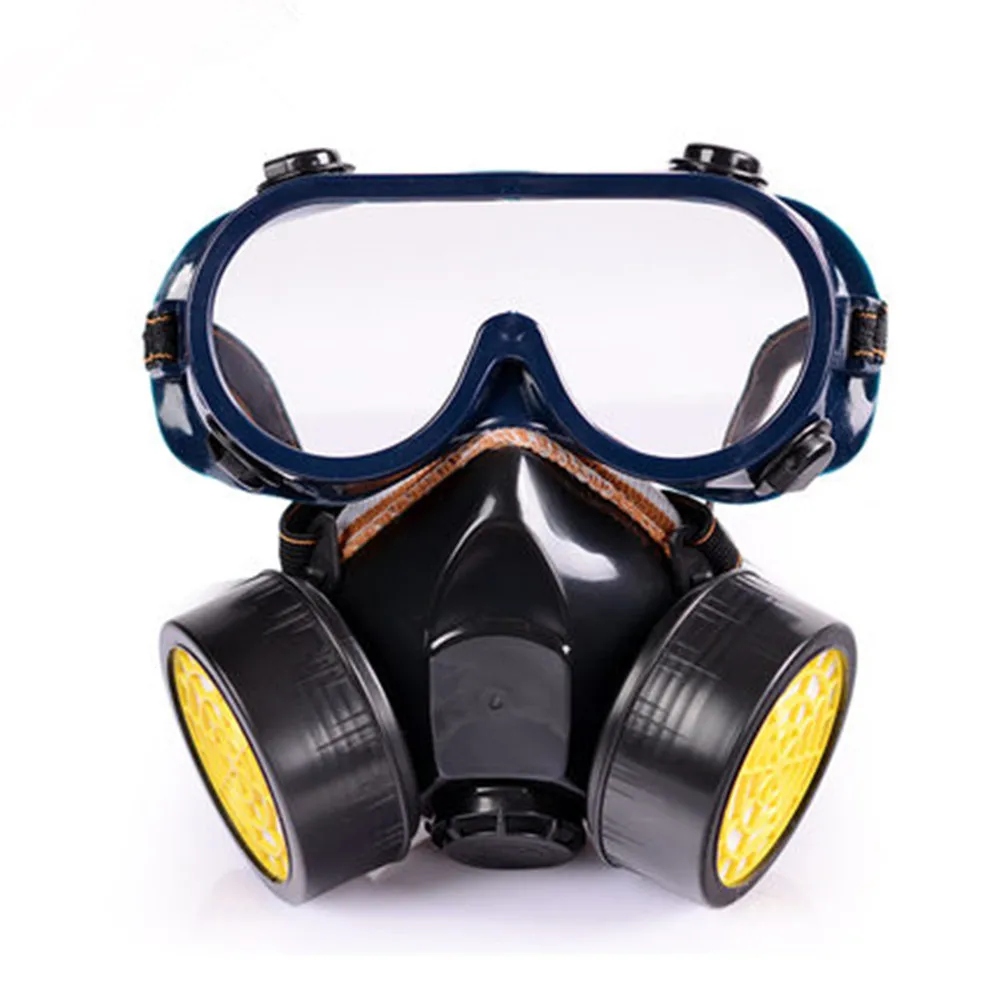 

Pro Double Cans Gas Mask Respirator with Goggles Anti-Gas Anti-Dust Chemical Protective Mask Activated Carbon Spray Painting Set