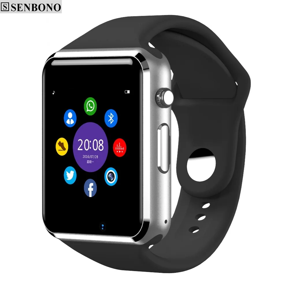 SENBONO Bluetooth A1 Смарт часы для мужчин с sim картой TF камера спортивные счетчик шагов