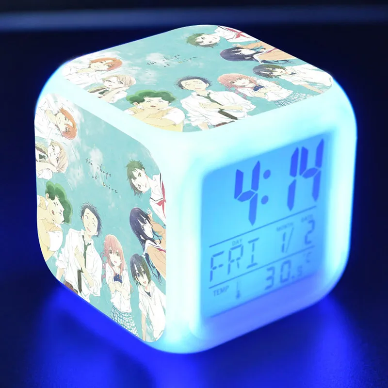 

A Silent Voice Anime Figure Juguetes Alarm Clock PVC Colorful Touch Light The Shape Of Voice Figma Japan Manga Toys