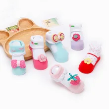 Новые стильные носки для младенцев с рисунком клубники нескользящие носки для малышей подарок для мальчиков и девочек с цветком
