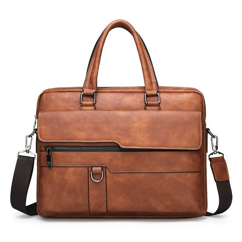  New Men Briefcase Bags Business Leather Bag Shoulder Messenger Bags Work Handbag 14 Inch Laptop Bag