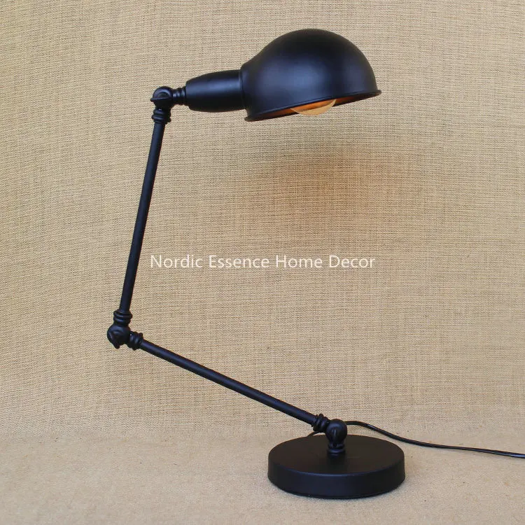 

Nordic creative LOFT RH nostalgic pastoral style retro matte black arts bedroom bedside desk table lamp light Decoration