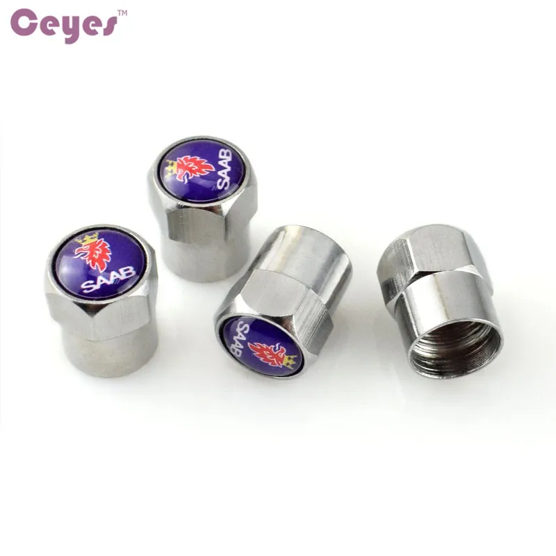 ##BUY Ceyes Car Styling Caps Case For Saab 9 3 9 5 900 9000 Saab 93 95 Auto Emblems Car Styling Stainless Steel Badge Accessories 4pcs