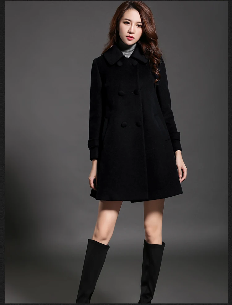 

2018 autumn and winter new wool woolen women's jacket in the long section of the cloak type was temperament wool coat