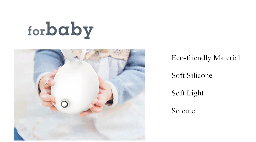 SuperNight 7 Colors Rabbit LED Night Light Dimmable Touch Sensor Cartoon Silicone Bunny Bedside Lamp for Children Kids Baby Gift (5)