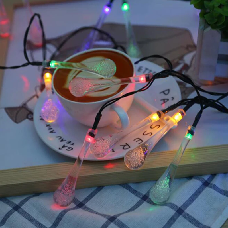 Solar Light Colorful Raindrop Solar Lamp Waterproof Christmas Holiday Outdoor Garden Decoration Fairy Solar Battery String Light (8)