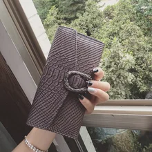 Europa Mode Luxus Krokodil Frauen Geldbörsen Schlangenkopffische Schnalle Langen Wallet Clutch Abendgesellschaft Tasche Carteira