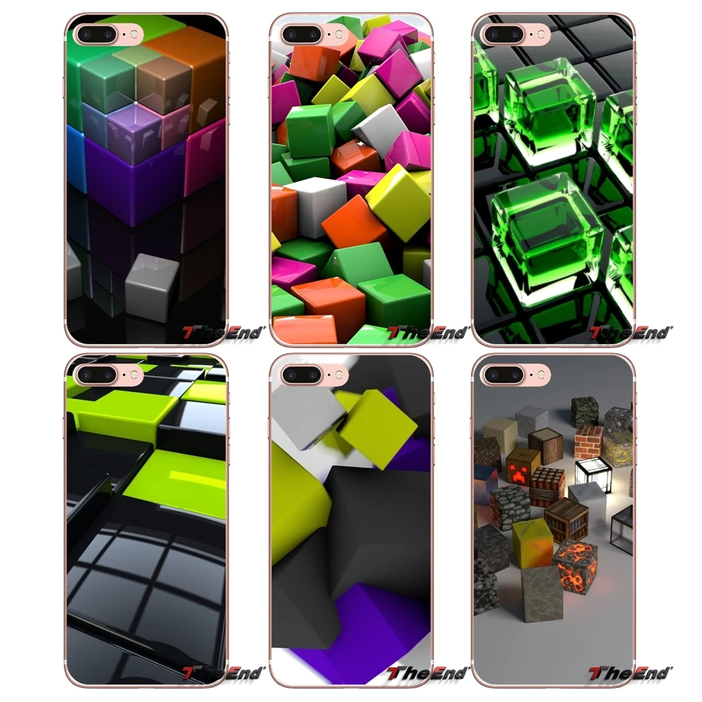 3D кубики для Apple iPhone X 4 4S 5 5S SE 5C 6 6S 7 8 Plus 6sPlus 6Plus 7plus 8plus мягкие прозрачные чехлы |