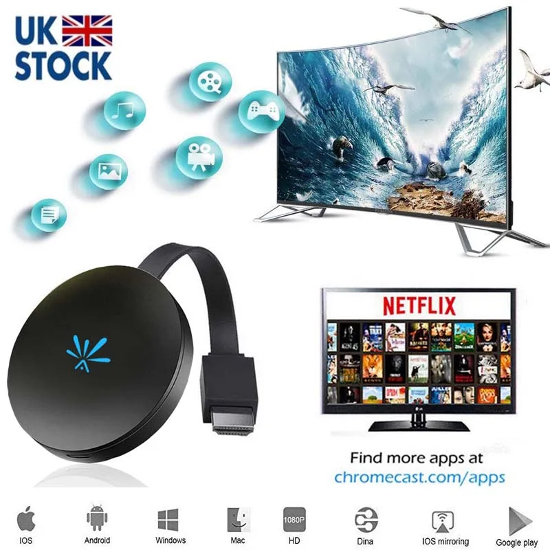SOONHUA 2,4 ГГц ТВ-палка видео WiFi дисплей ключ HD Цифровой HDMI медиа видеостример ТВ-палочки для Chromecast 2