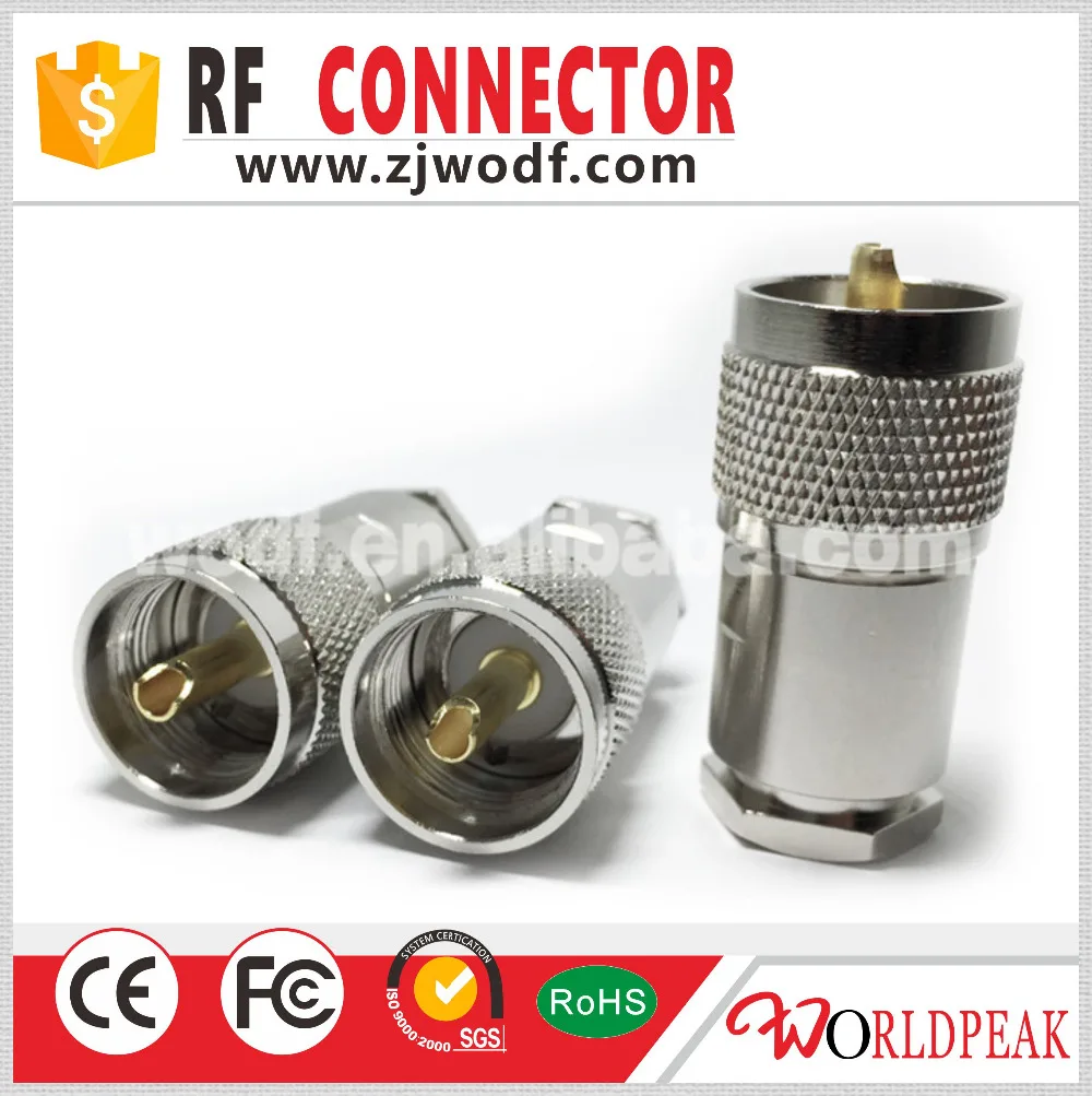 

Free shipping 5 pcs PL259 UHF male straight clamp RG213 RG214 cable connector