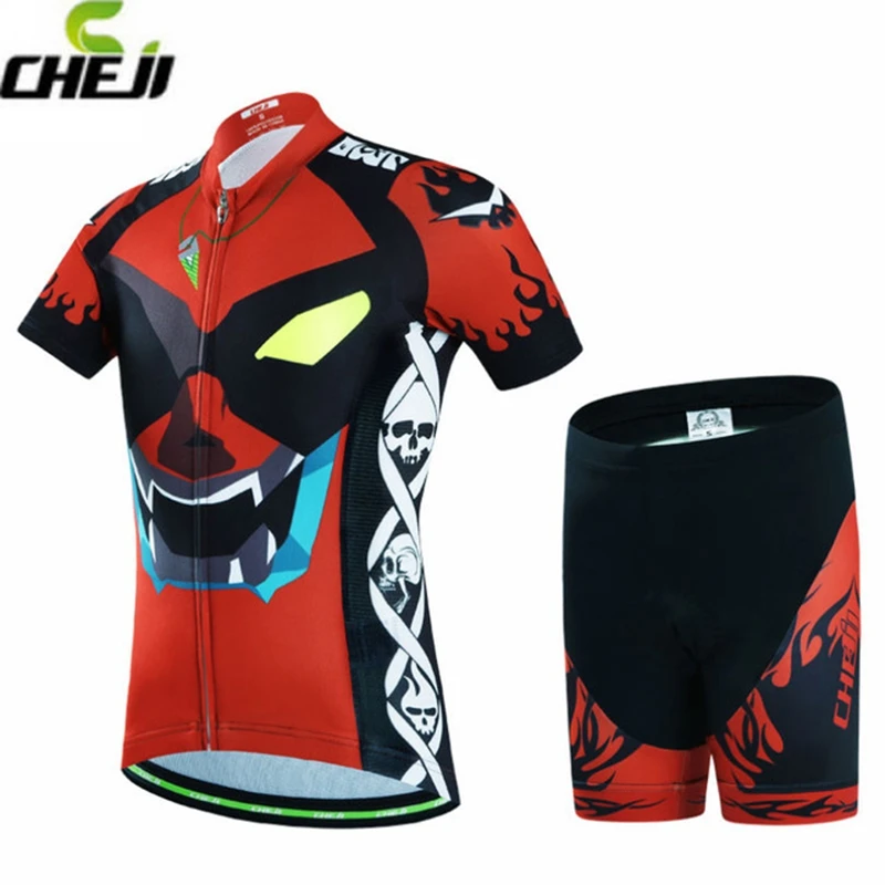 2017 CHEJI Pro Team Kids Racing Cycling Bike Short Sleeve Clothing Children Set Bicycle Jersey Ropa Ciclismo Pad Shorts S-XXL boys-bike