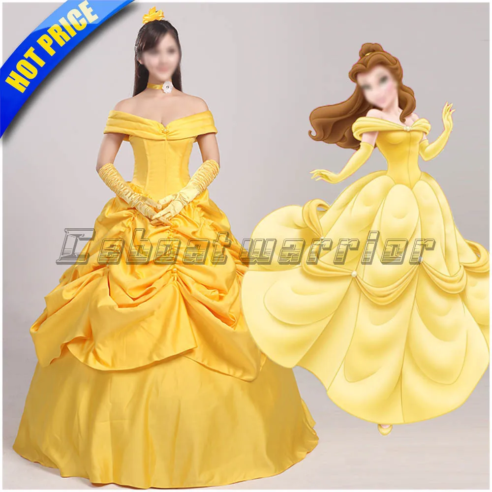

Movie Beauty and the Beast cosplay princess Belle adults cosplay costume yellow dress Custom made