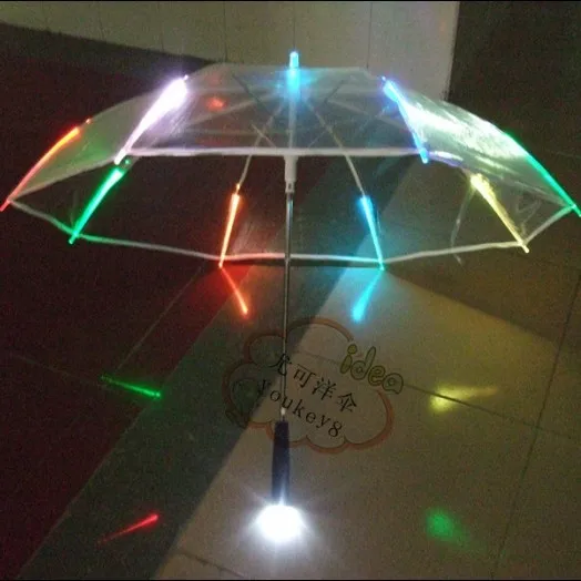 Горячая Распродажа 7 цветов меняющийся светодиодный светящийся прозрачный зонтик с функцией фонарика Un paraguas светодиодный O Guarda-Chuva de Luz