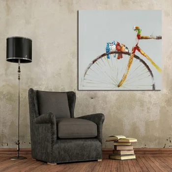 

1Peice Wall Canvas 100% Hand painted Abstract Bicycle Oil Painting Modern Living Room Wall Decor Pictures no Framed Art