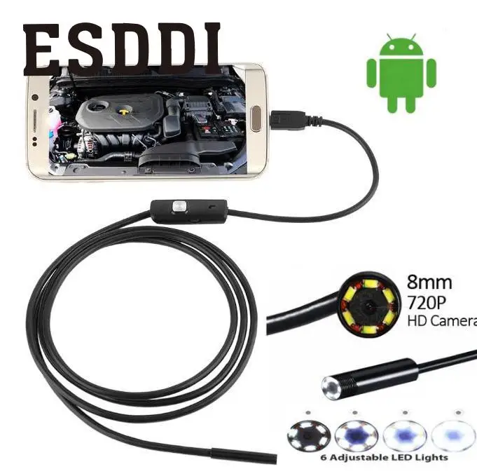 Esddi Новый 1/2/3.5/5 м 8 мм Android OTG телефон 2mp эндоскопа Водонепроницаемый светодиодных