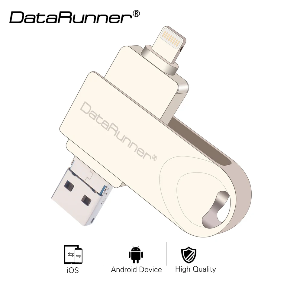 DataRunner Usb 3,0 OTG USB флэш-накопитель для iPhone X 8 7 Plus 16 ГБ 32 ГБ 64 ГБ 128 ГБ металла Usb флэш-диск 128 ГБ