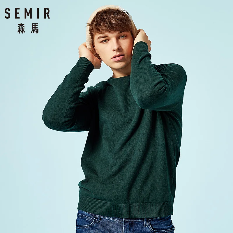 SEMIR новый бренд шерстяной мужской свитер 2018 Осенняя мода с длинным рукавом Трикотажный пуловер мужской кашемировый свитер одежда высокого