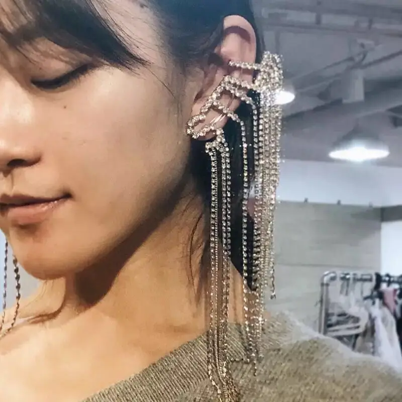 

2019 new design fashion tassel earrings Korean girls letters stitching all-match hot titanium women drop earrings