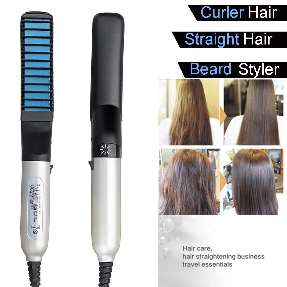 

Multifunctional Hair Comb for Men Beard Straightener Irons Curling Hair Styling Tool Electric Heating Hairbrush Comb No Damaged