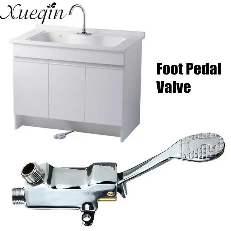 

Xueqin Switch Control By Foot Foot Pedal Valve Copper Bathroom Basin Faucet Single Cold Tap Hospital Hotel Pedal Water Faucet