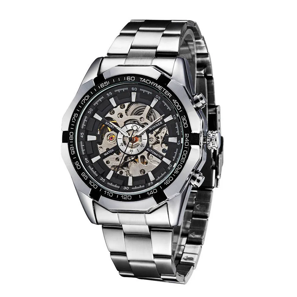 WINNER модные часы полуавтоматические механические часы со скелетом прозрачный циферблат с ручным заводом Топ люксовый бренд мужские наручные часы