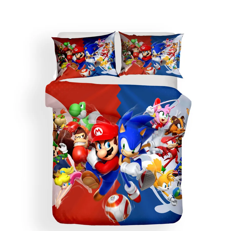 HELENGILI 3D طقم سرير ماريو طباعة حاف مجموعة غطاء Bedcloth مع المخدة طقم سرير المنسوجات المنزلية # MLA-18 HELENGILI 3D طقم سرير ماريو طباعة حاف مجموعة غطاء Bedcloth مع المخدة طقم سرير المنسوجات المنزلية # MLA-18