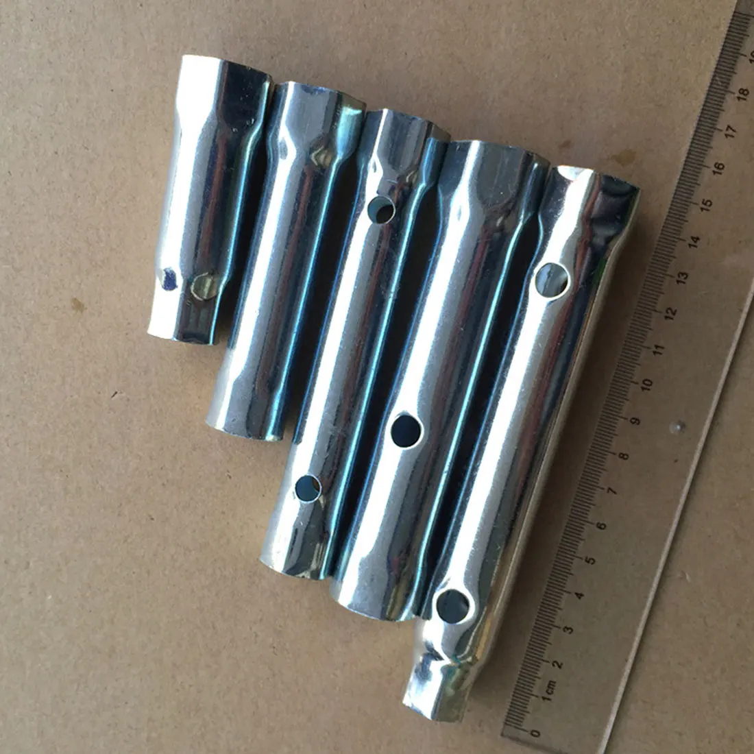 

Hollow socket wrench 6mm - 17mm 6pcs Tube Spanner Wrench Metric Socket Set Tubular Box Spanner Set Repair Silver